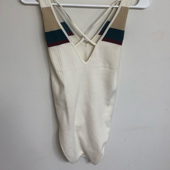 Cream/white green maroon and gold sparkle bodysuit - Picture 2 of 5